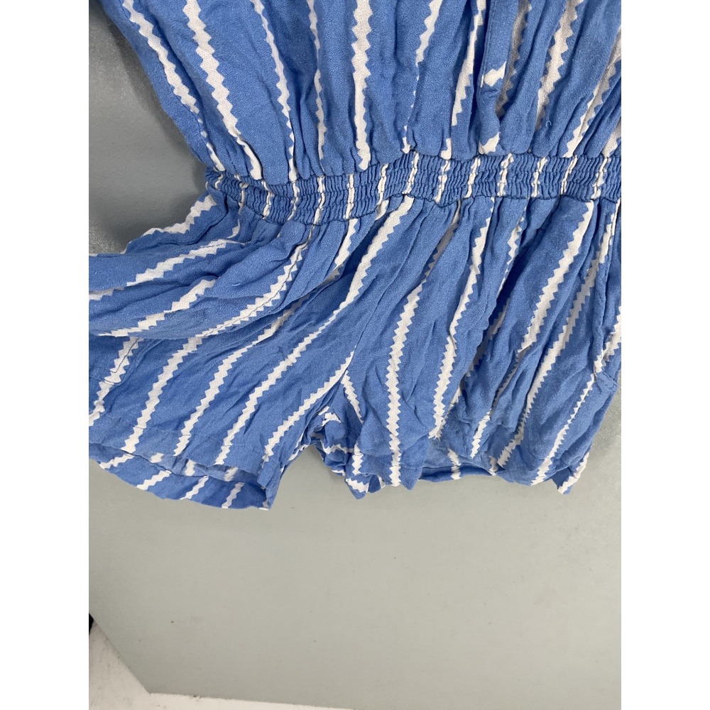 Beachgold Women Romper Blue White Striped Rayon Pineapple Charm Size Extra Small - Picture 6 of 11